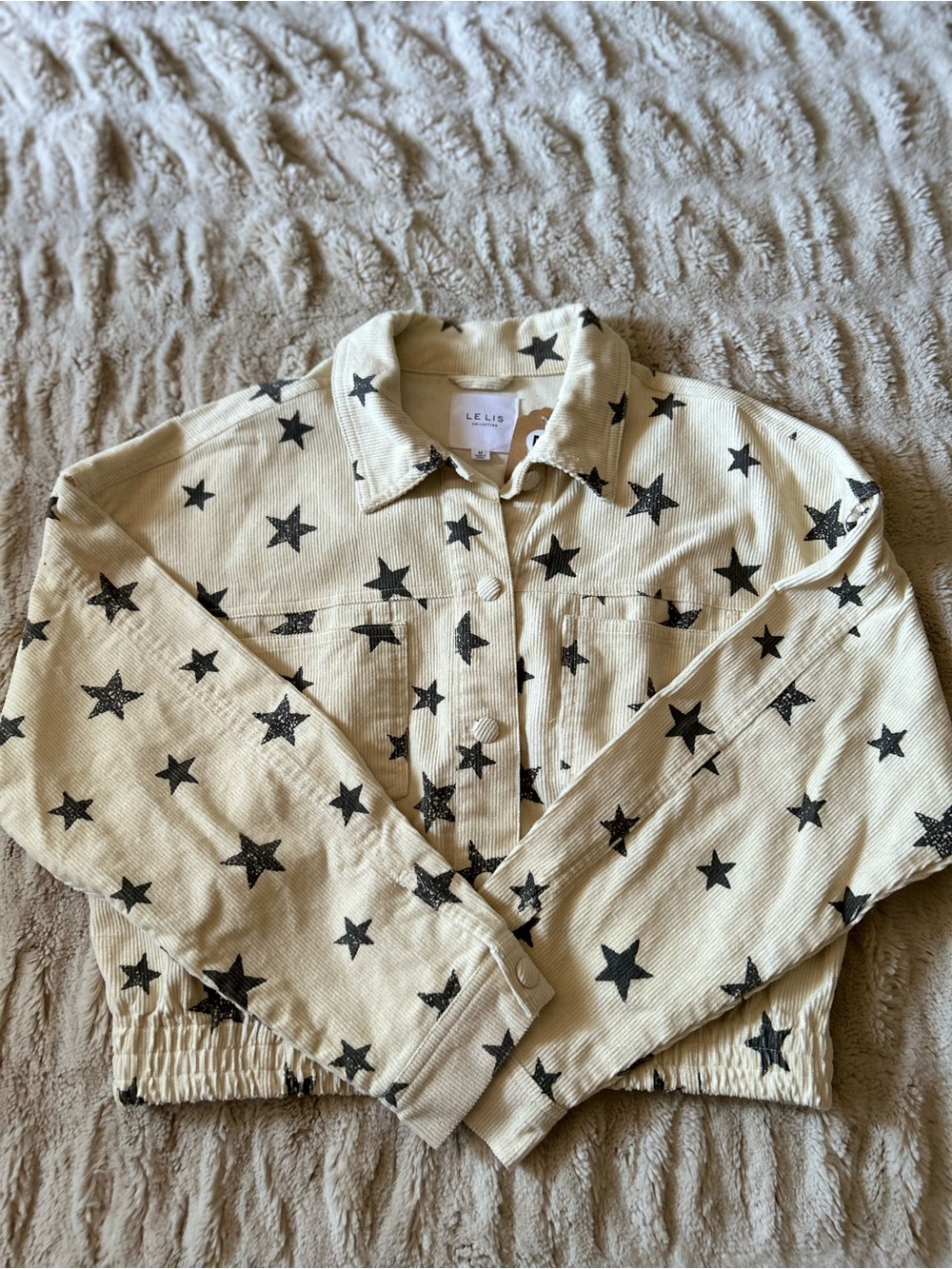 Le Lis Cream Jacket with Black Star Print